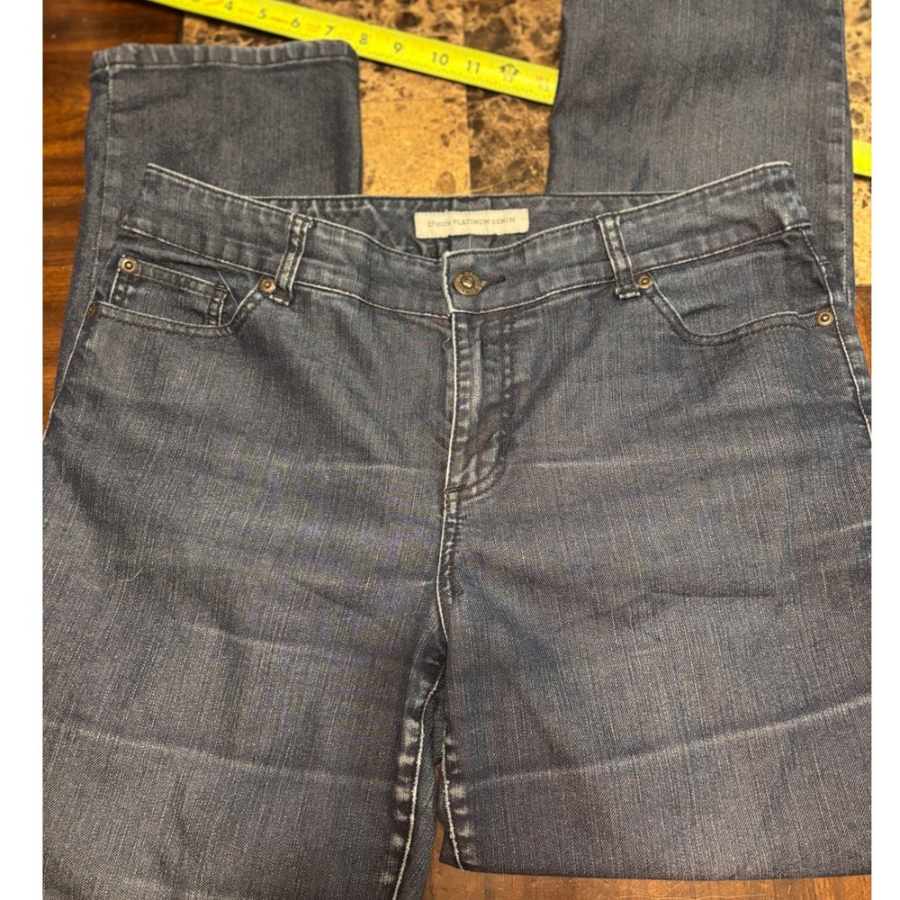 Chicos Platinum‎ Denim Ultimate Fit Slim Leg Jeans Dark Wash Size 2 Regular